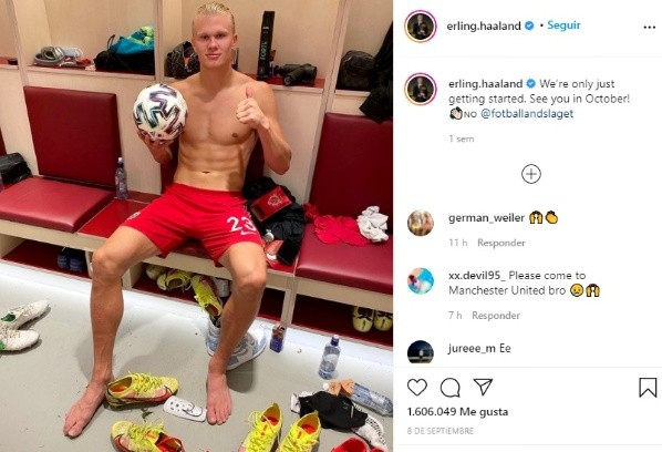Haaland, tras convertir hat-trick vs Gibraltar en Instagram
