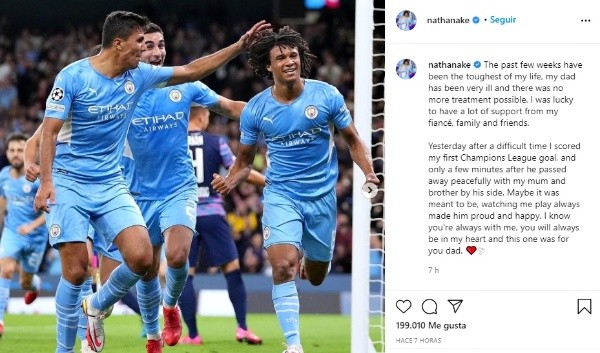 La carta de Nathan Aké tras la muerte de su padre