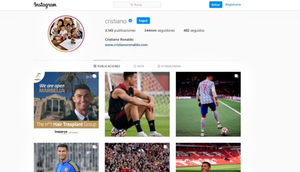 Perfil de Instagram de Cristiano Ronaldo