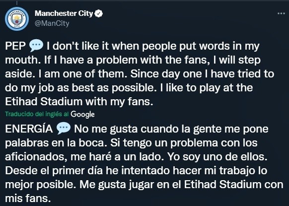 Declaraciones de Pep Guardiola en rueda de prensa