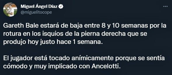 Gareth Bale y su largo período de recuperación