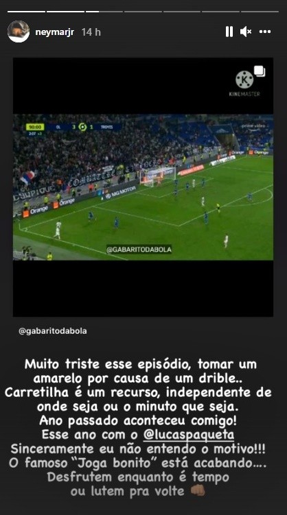 Neymar estalla por la amarilla a Paquetá en Instagram