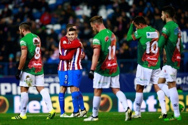 O elenco chacinero homenageou o presunto ibérico frente ao Atlético de Madrid. Fonte: Getty Images