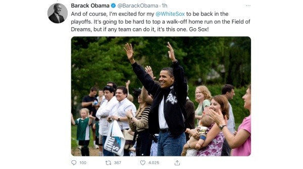 La publicación de Obama en Twitter (@BarackObama)