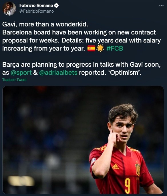 Fabrizio Romano habló sobre la renovación de Gavi con Barcelona