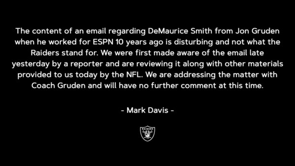 El comunicado del dueño Mark Davis (@Raiders)