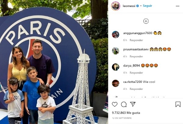 Messi, junto a su familia en París (Instagram @leomessi)