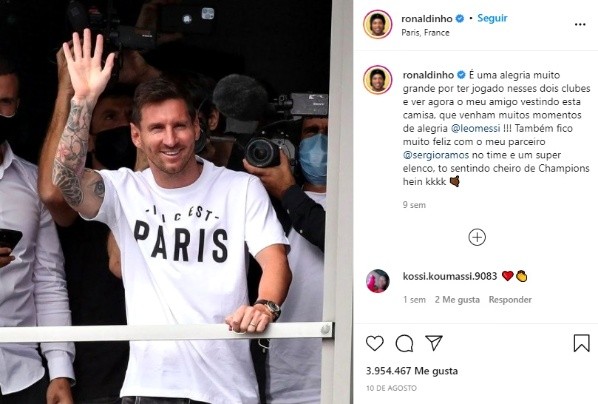 Ronaldinho y la bienvenida a Messi a París