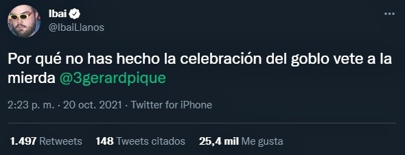 La recriminación de Ibai Llanos a Piqué en Twitter
