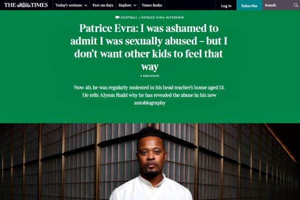 Patrice Evra y la confesión del abuso sexual que sufría de niño (The Times)