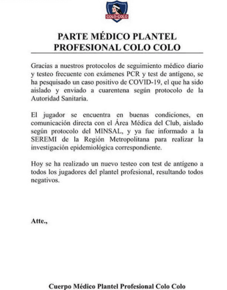 Colo Colo parte médico