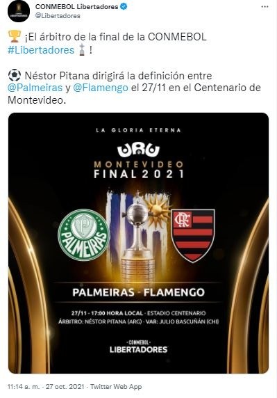 Fuente: Twitter Oficial Copa Libertadores (@Libertadores)