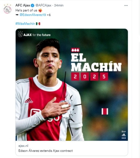 Edson Álvarez es renovado | Twitter Ajax