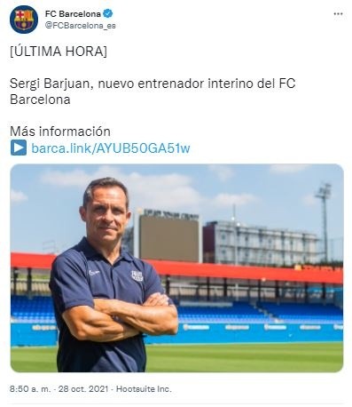 Fuente: Twitter Oficial FC Barcelona (@FCBarcelona_es)