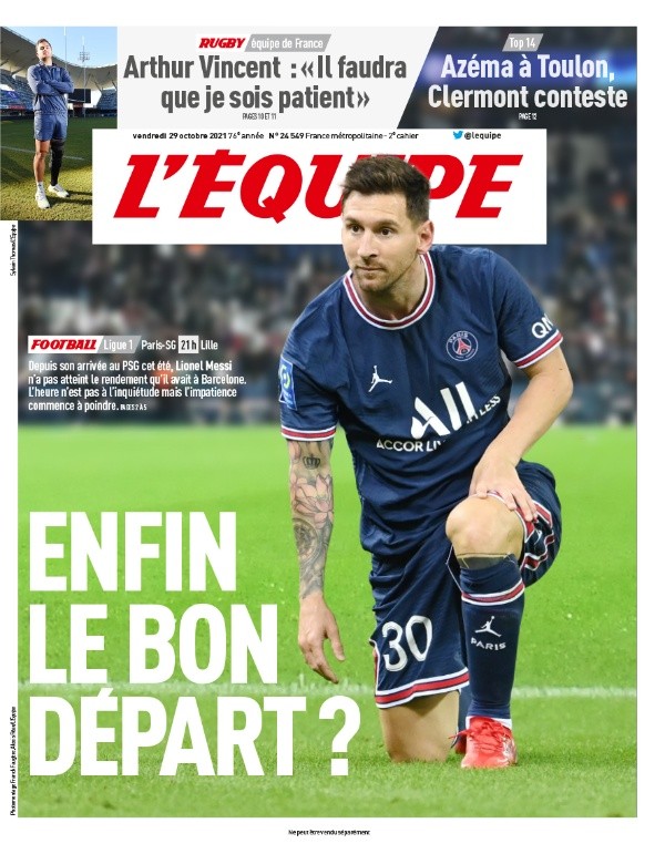 Portada del diario L&#039;Equipe contra Messi