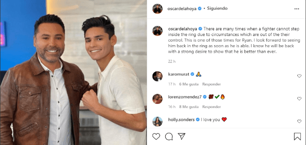 Óscar de la Hoya defendió a Ryan Garcia