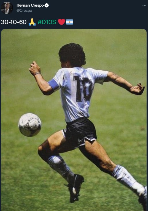 Hernán Crespo y una publicación significativa por el cumple de Diego Maradona