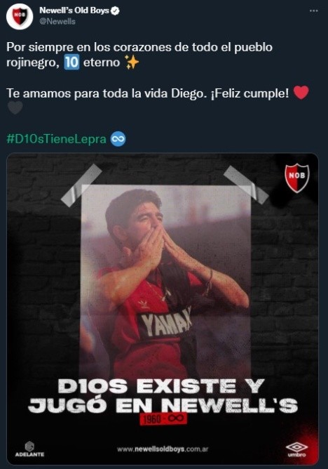 Newell’s siempre presente con Diego (Twitter @Newells)