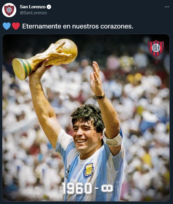 San Lorenzo y su mensaje para Maradona
