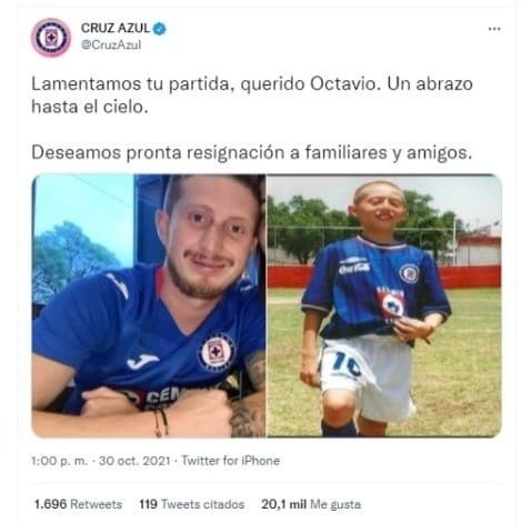 Captura de Twitter, 30 de octubre, @CruzAzul