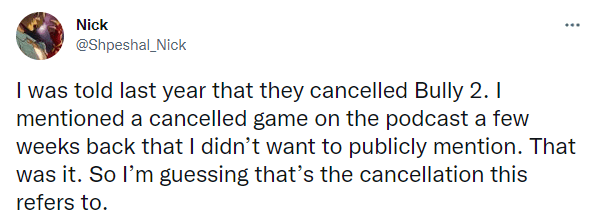 Bully 2 habría sido cancelado luego de haber estado en desarrollo