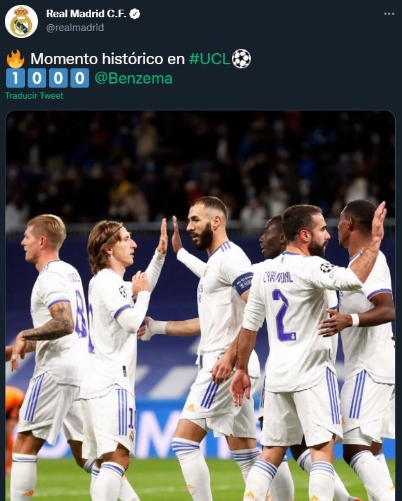 Real Madrid reconoce en Twitter a Benzema como autor del gol 1000