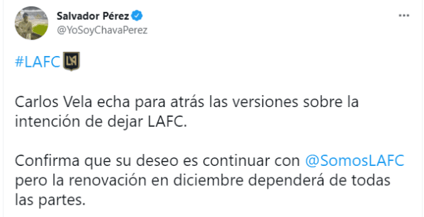 Carlos Vela quiere quedarse en LAFC (Foto: @YoSoyChavaPerez)