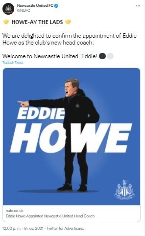 Fuente: Twitter Oficial Newcastle (@NUFC)
