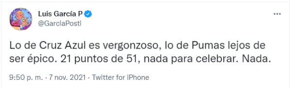 El tuit de Luis García.