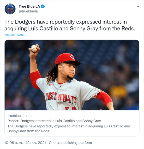 Dodgers Reportedly Showing Interest in Luis Castillo, Sonny Gray