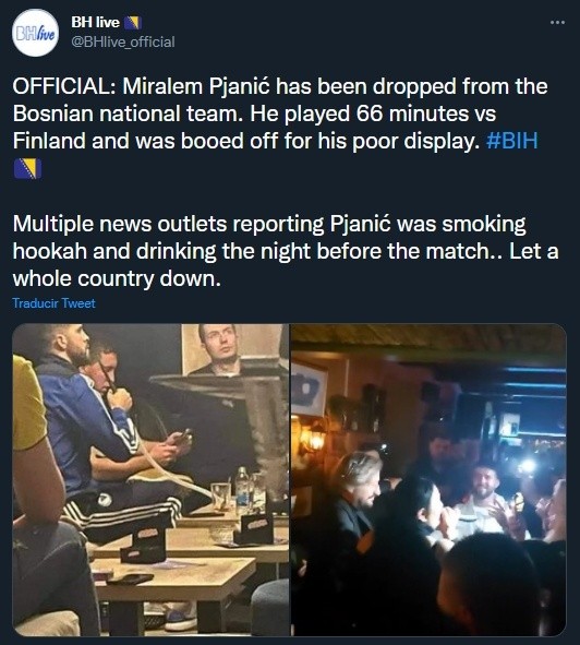 Pjanic, de 'parranda' antes de un partido importante para Bosnia