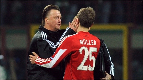 Louis Van Gaal y Thomas Müller en Bayern Múnich