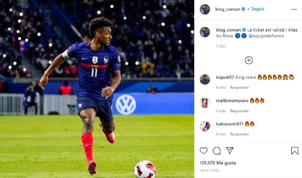 Kingsley Coman, extremo de la selección de Francia