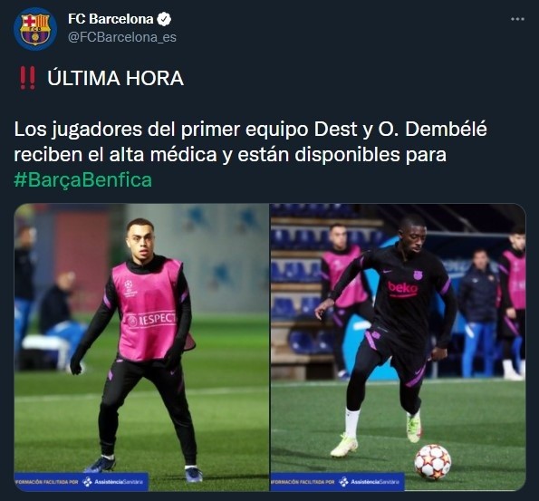 Dest y Dembélé recibieron el alta médica