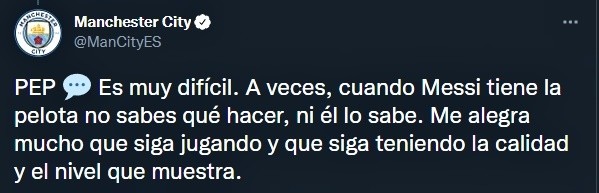 Guardiola sobre Messi antes del Manchester City vs PSG