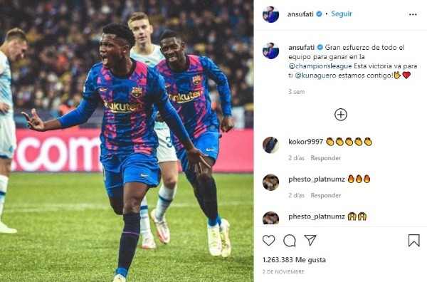 Ansu Fati fue importante en el triunfo de Barcelona en Kiev