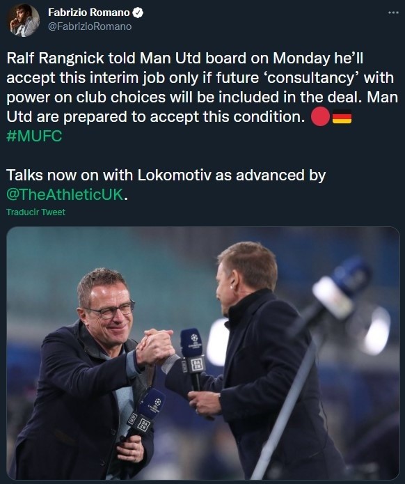Fabrizio Romano, sobre la llegada de Rangnick a Manchester United