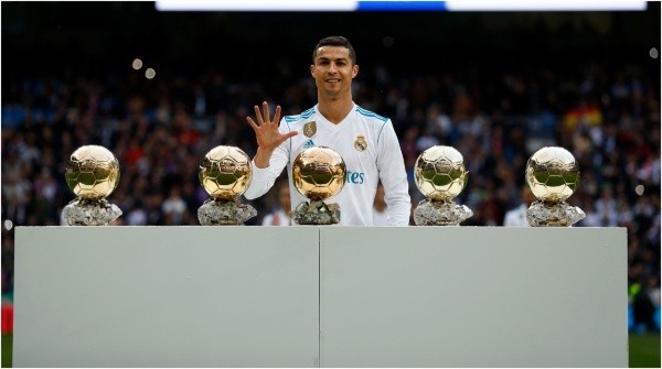 Cristiano Ronaldo y sus cinco Balones de Oro (Getty Images)