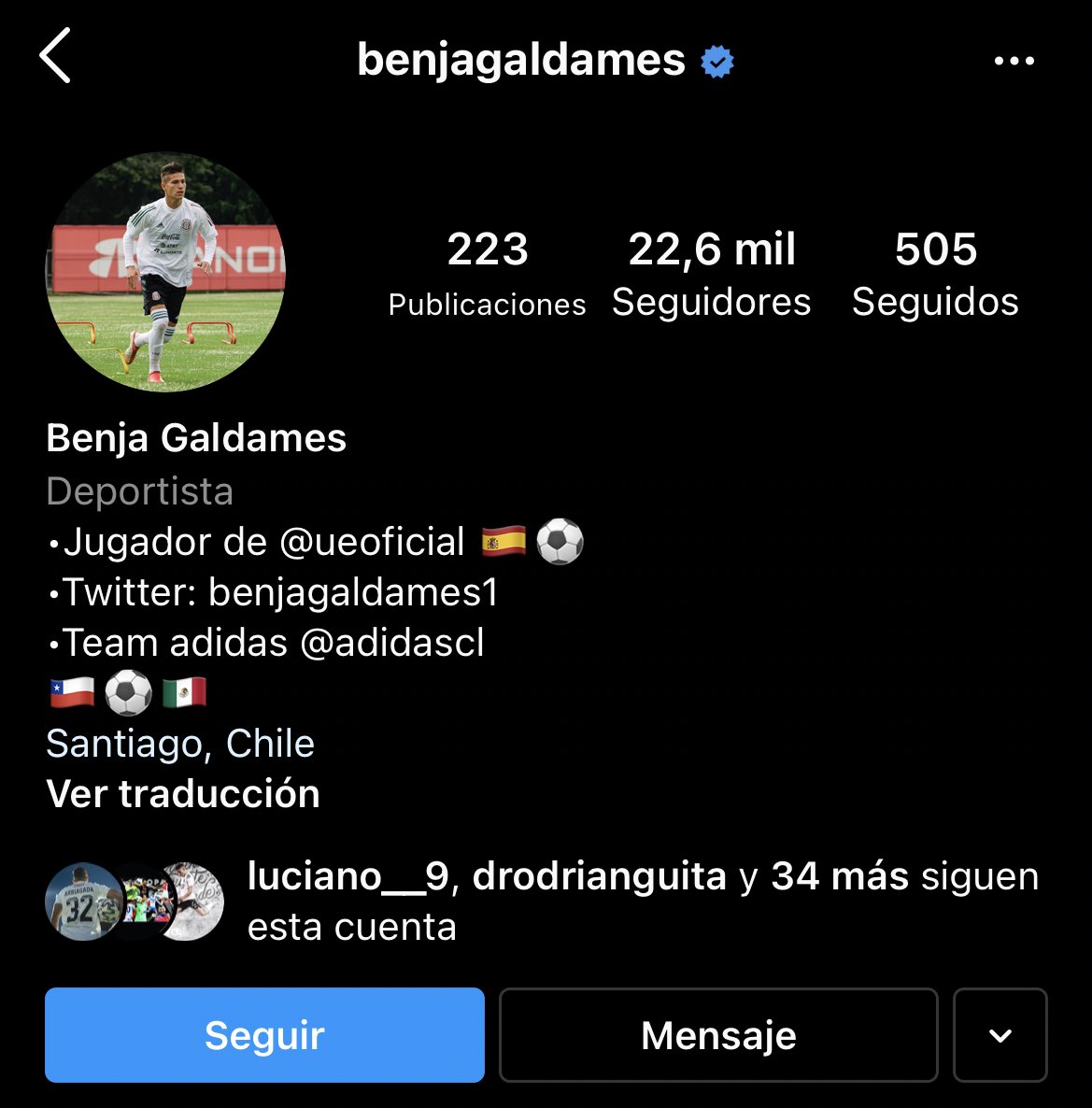Instagram Benjamin Galdames