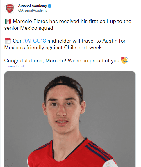 Captura de Twitter @ArsenalAcademy