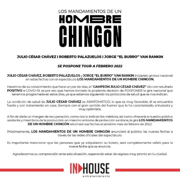 Julio César Chávez dio positivo en COVID-19