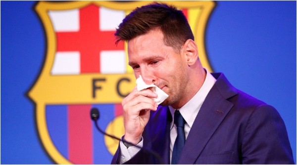 Lionel Messi y sus lágrimas tras la conferencia de prensa de despedida de Barcelona