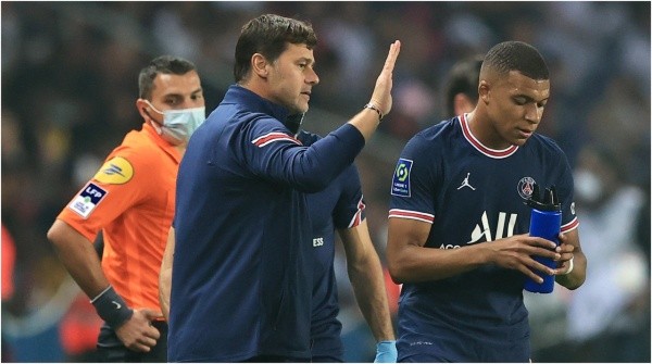 Pochettino y Mbappé, durante un partido de Ligue 1 de PSG