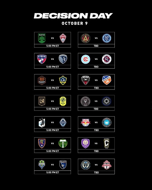 El calendario de partidos para el Decision Day 2022 (@MLS)