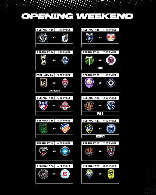 El calendario de partidos para la Semana 1 de la temporada 2022 (@MLS)