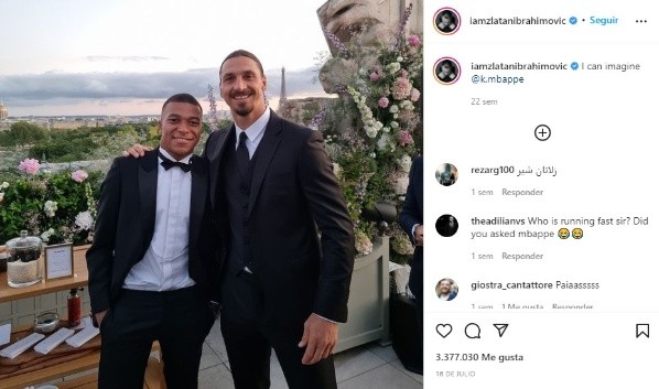 Zlatan Ibrahimovic y Kylian Mbappé (Instagram @iamzlatanibrahimovic)
