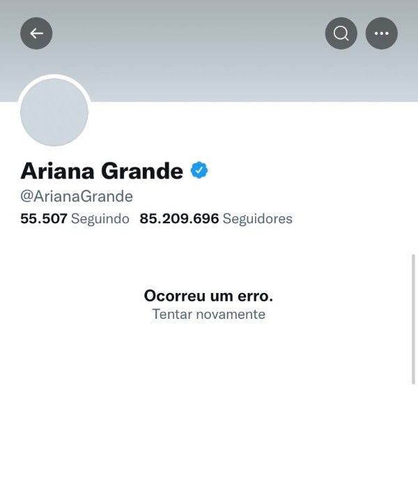 Conta de Ariana Grande no Twitter foi desativa - Imagem: Reprodução