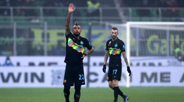 STADIO GIUSEPPE MEAZZA, MILANO, ITALY - 2021/12/22: Arturo Vidal of Fc Internazionale  gestures during the Serie A match between Fc Internazionale and Torino Fc. Fc Internazionale wins 1-0 over Torino Fc. (Photo by Marco Canoniero/LightRocket via Getty Images)-Not Released (NR)