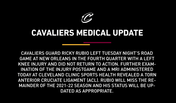 El comunicado oficial sobre la situación médica de Ricky Rubio (@Cavs)