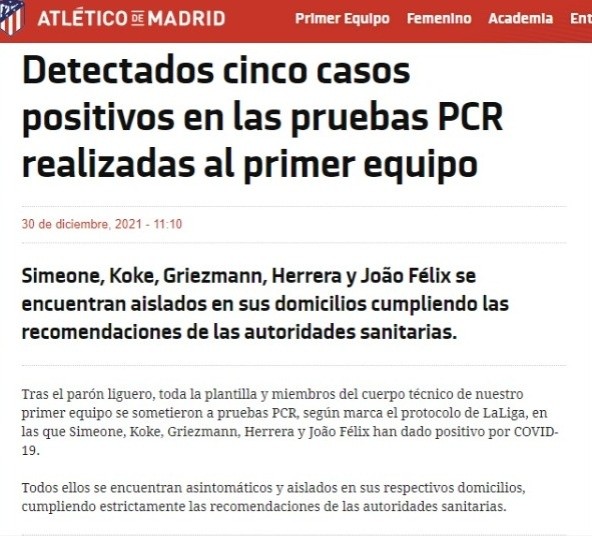 Página Atlético de Madrid